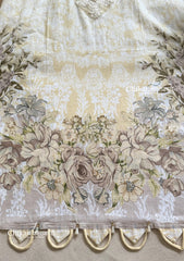Ibaadat Beige Cotton Straight Suit Set With Dupatta
