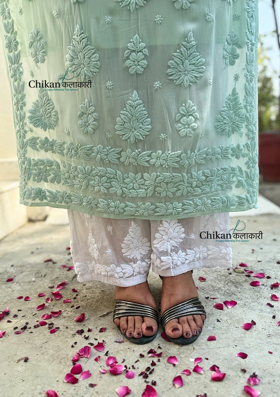 Inaaya Viscose Chikankari Kurti - Mint Green