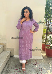 Inaaya Viscose Chikankari Kurti - Purple