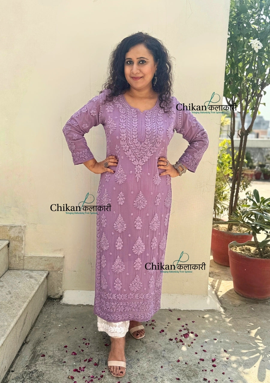 Inaaya Viscose Chikankari Kurti - Purple