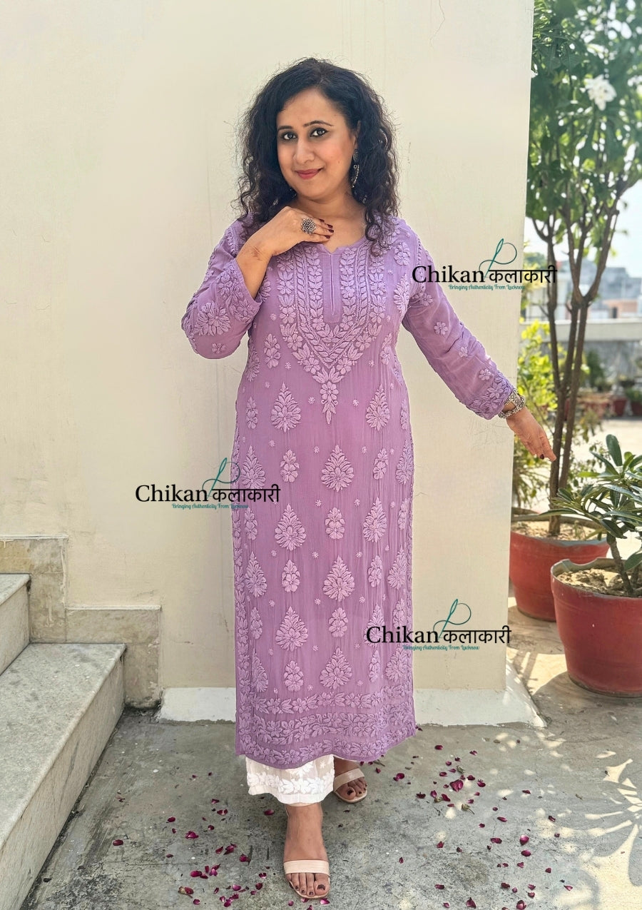 Inaaya Viscose Chikankari Kurti - Purple