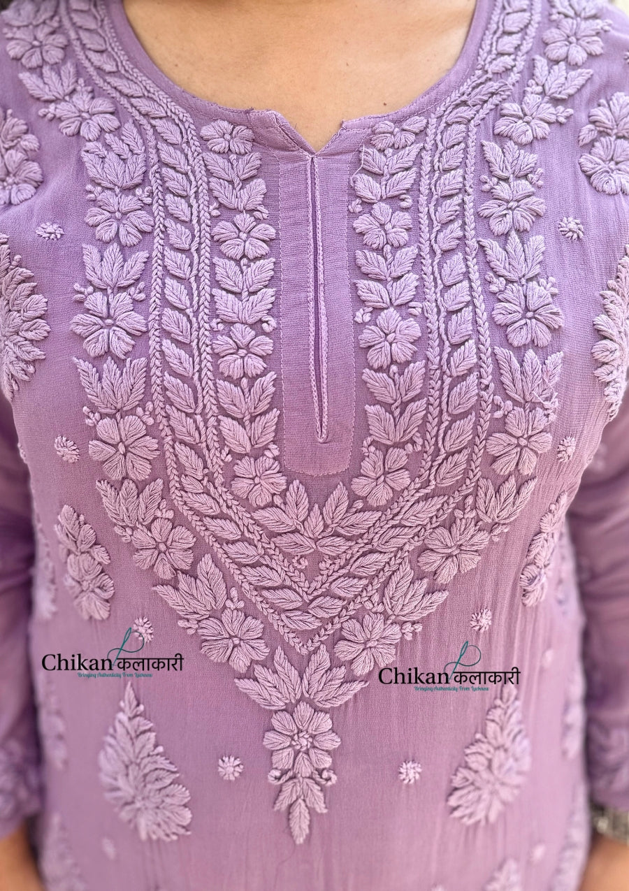 Inaaya Viscose Chikankari Kurti - Purple