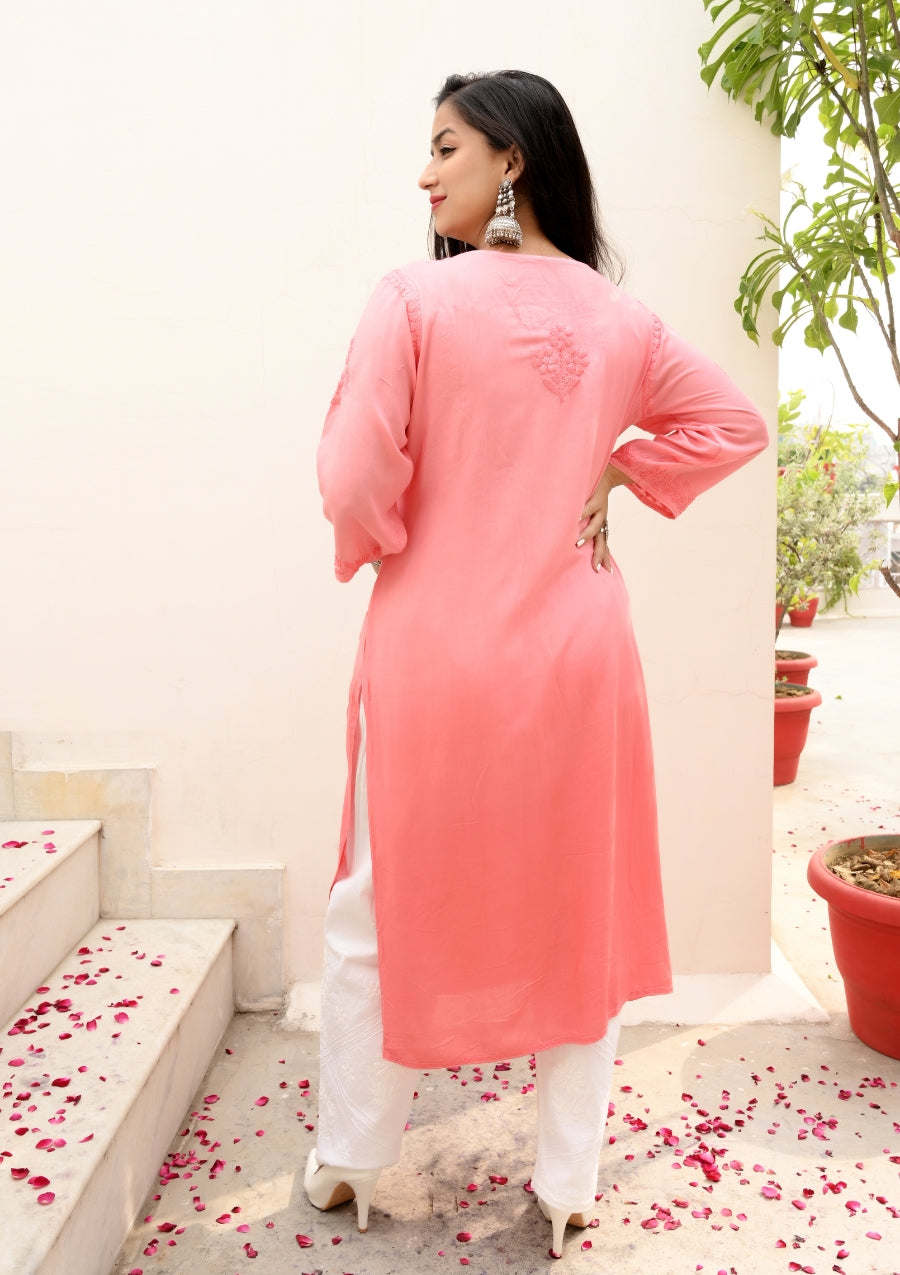  Inaya lucknowi chikan kurta | lucknow chikan kurti | lakhnavi kurti | chicken curry kurta | house of chikankari