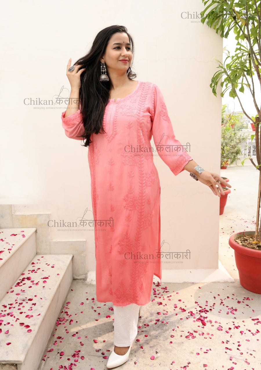 Inaya Modal Chikankari kurti | lucknow chikan kurti | lakhnavi kurti | chicken curry kurta | house of chikankari