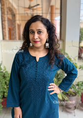 Ira Cotton Chikankari Kurti - Blue