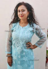 Ishika Chikan Kurti | Chikankari kurta | lucknow chikan kurti | lakhnavi kurti | chicken curry kurti | house of chikankari