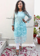 Ishika Chikankari Kurta | Chikan kurti | lucknow chikan kurti | lakhnavi kurti | chicken curry kurta | house of chikankari