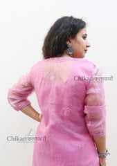 Ishika organza Chikan Kurta | Chikankari kurti | lucknowi chikan kurta | lakhnavi kurti | chicken curry kurti | lucknow kurti