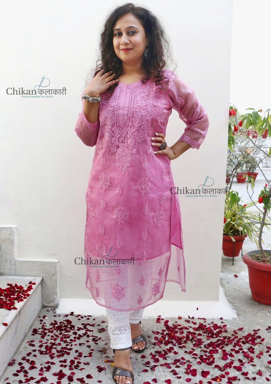 Ishika Chikankari Kurti | Chikankari kurta | lucknow chikan kurti | lakhnavi kurti | chicken curry kurti |house of chikankari