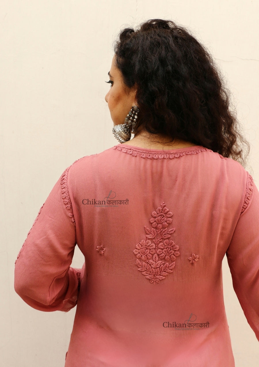 Jannat Brown Viscose Chikankari Kurti