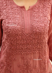 Jannat Brown Viscose Chikankari Kurti