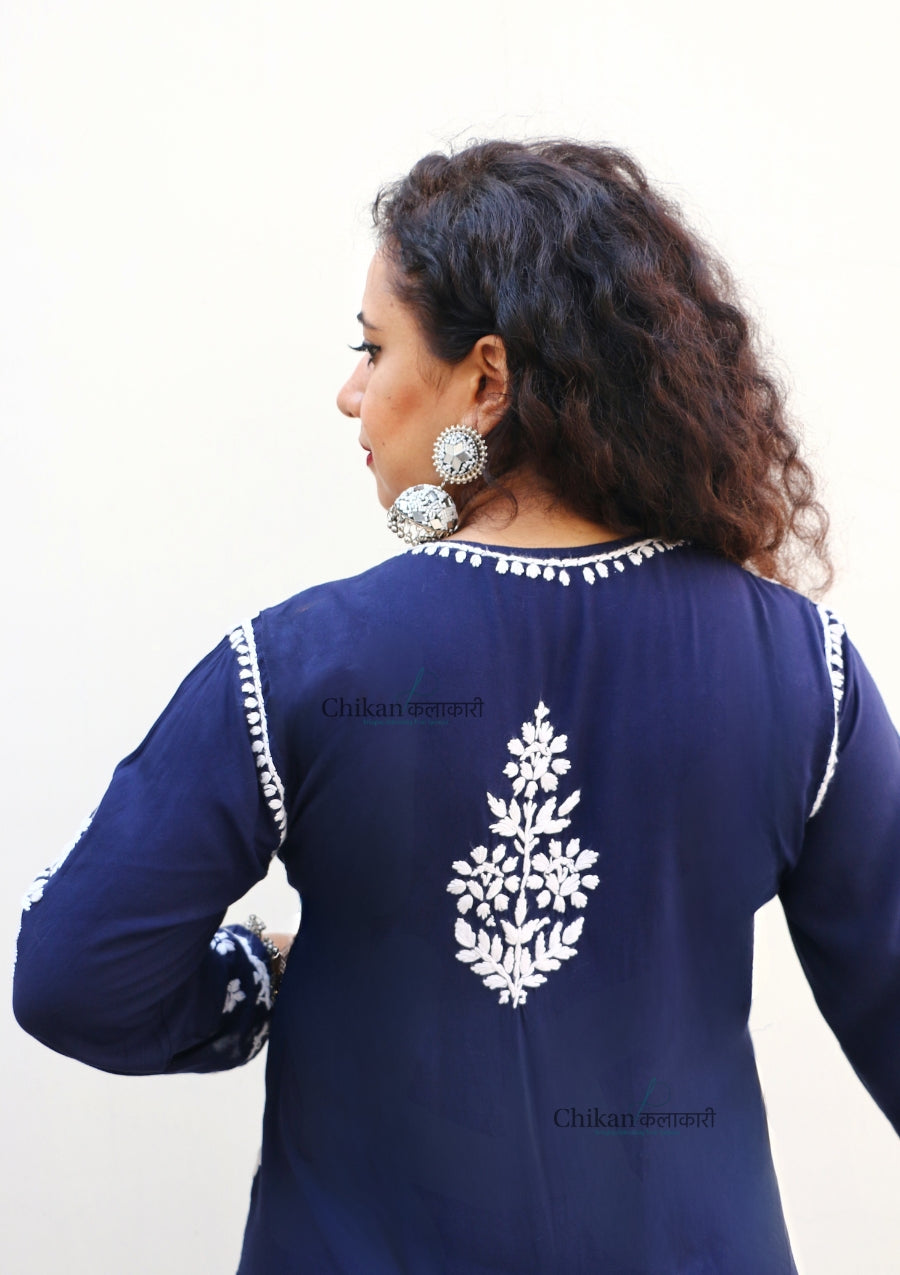 Jannat Blue Modal Chikankari Kurti