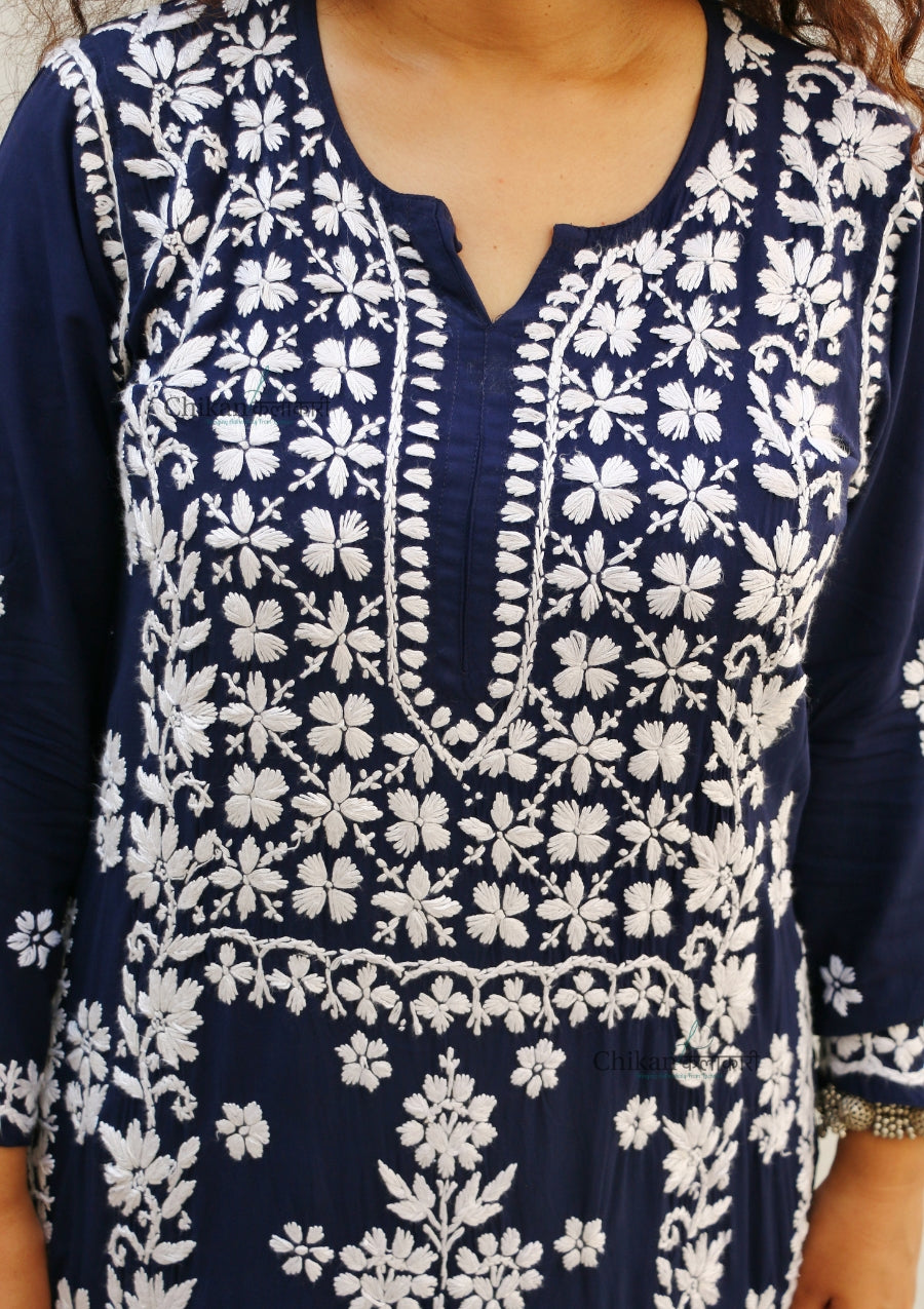 Jannat Blue Modal Chikankari Kurti