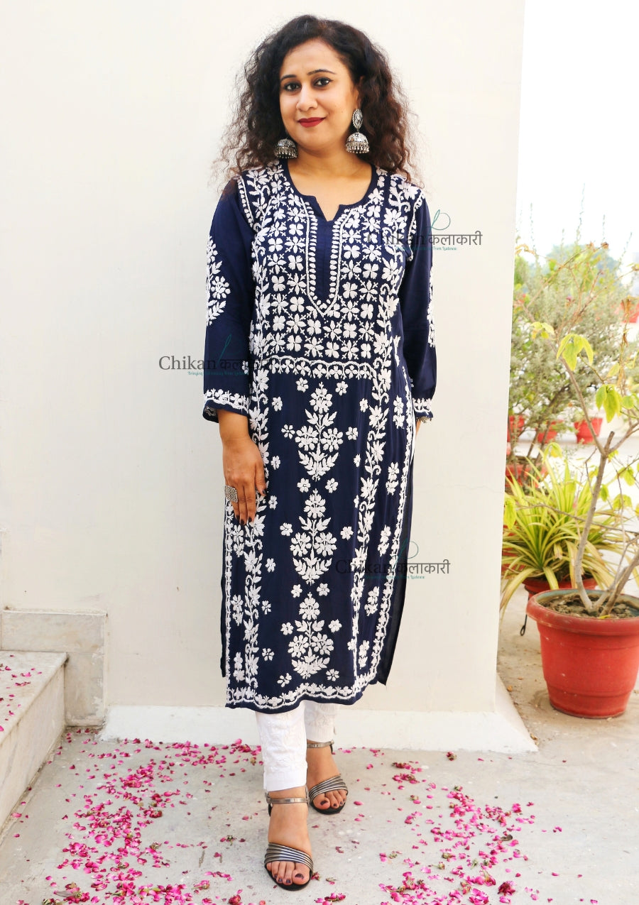 Jannat Blue Modal Chikankari Kurti