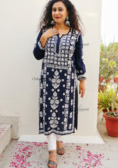 Jannat Blue Modal Chikankari Kurti