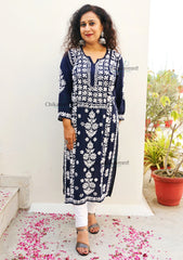 Jannat Blue Modal Chikankari Kurti