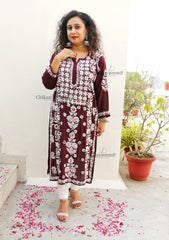 Jannat Maroon Modal Chikankari Kurti