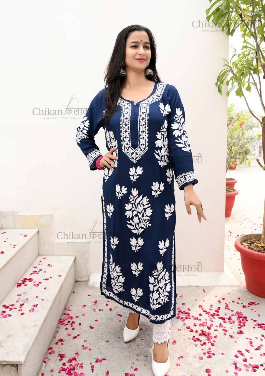 Jasmine Modal Chikankari Kurti | lucknowi chikan kurta | lakhnavi kurti | chicken curry kurta | chicken curry kurti