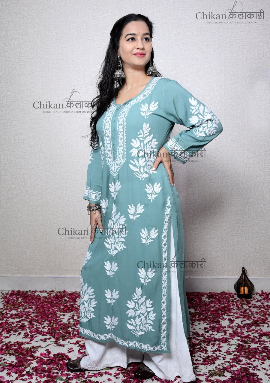 Jasmine Modal Lucknowi Chikan Kurti | lucknowi chikan kurta | lakhnavi kurta | chicken curry kurti | lakhnavi kurti