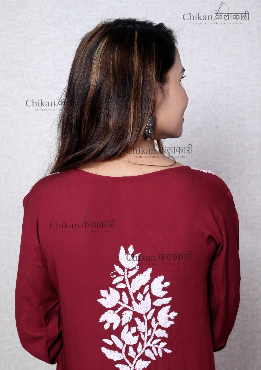 Jasmine Modal Lucknowi Chikan Kurta | lucknow chikan kurti | lakhnavi kurti | chicken curry kurti | lucknowi chikankari kurta