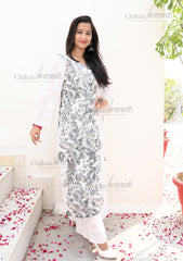 Karina Printed Cotton Chikankari Kurta | lucknow chikan kurti | lakhnavi kurti | chicken curry kurta | black chikankari kurti