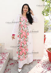 Karina Printed Cotton Chikankari Kurti | lucknowi chikan kurta | lakhnavi kurti | chicken curry kurti | house of chikankari