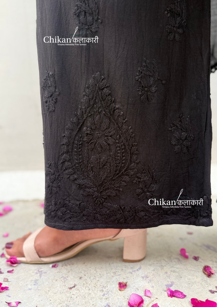 Kashish Rayon Chikankari Palazzo - Black