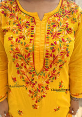 Kaynaat Cotton Multi Chikankari Kurti - Yellow