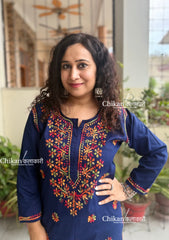 Kaynaat Cotton Multi Chikankari Kurti - Blue