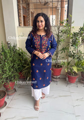 Kaynaat Cotton Multi Chikankari Kurti - Blue