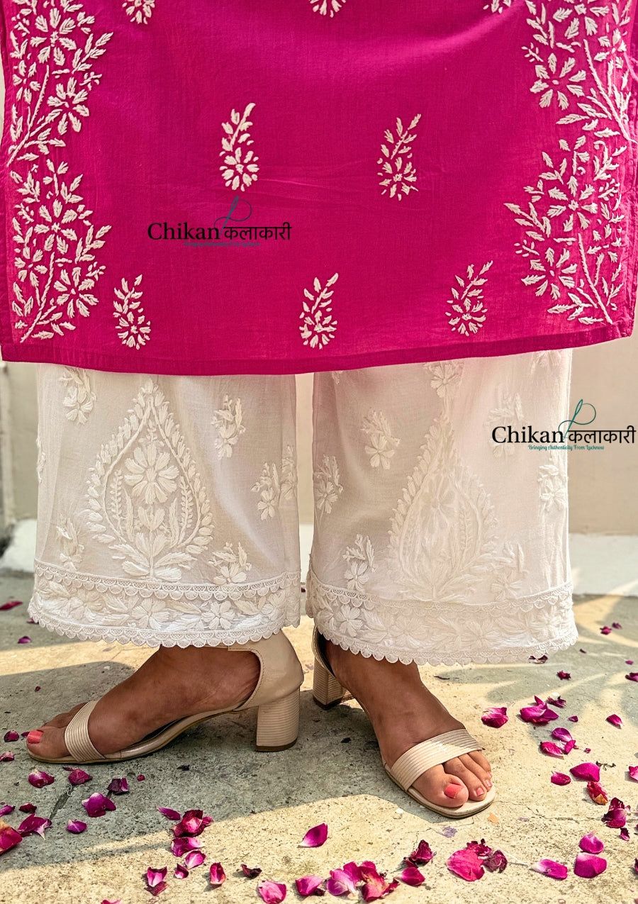 Kiara Rayon Chikankari Palazzo with Lace Details