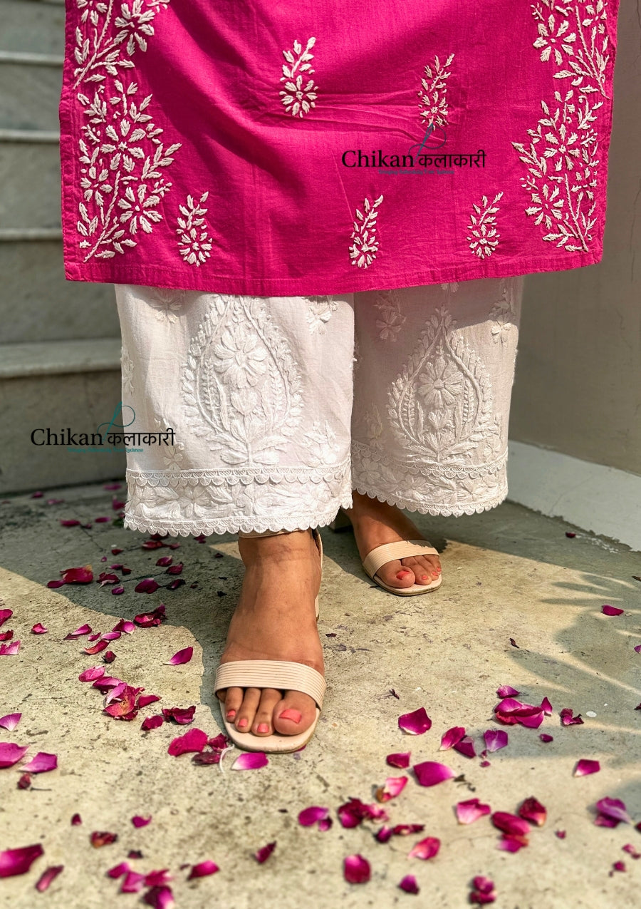 Kiara Rayon Chikankari Palazzo with Lace Details