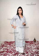 Layla Georgette Chikankari Kurti | lucknowi chikankari kurti | lakhnavi kurta | chicken curry kurti | house of chikankari