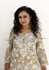 Maahi Green Short Chikankari Kurti