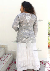 Maahi Grey Short Chikankari Kurti