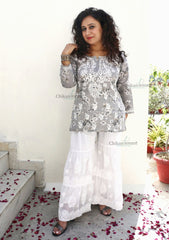 Maahi Grey Short Chikankari Kurti