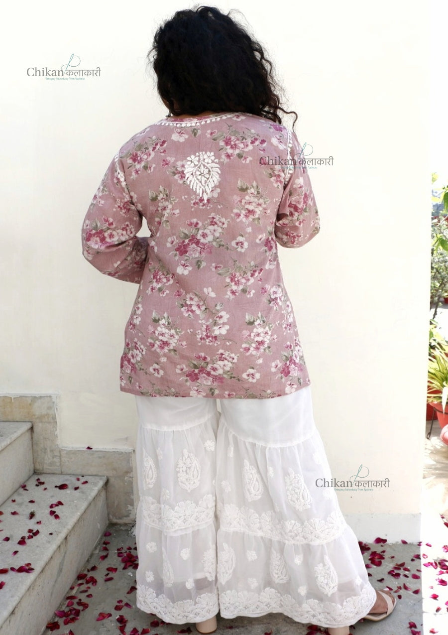 Maahi Pink Short Chikankari Kurti