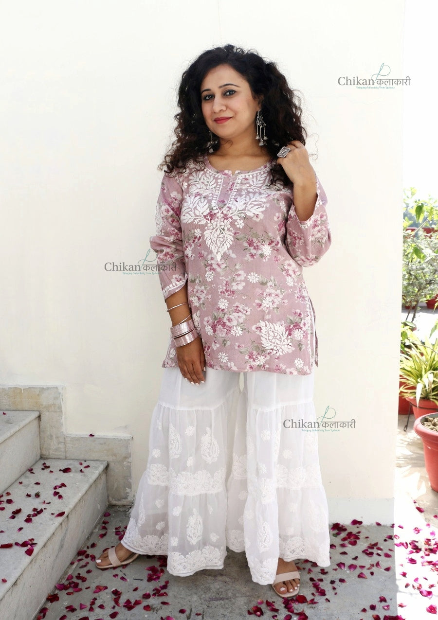 Maahi Pink Short Chikankari Kurti