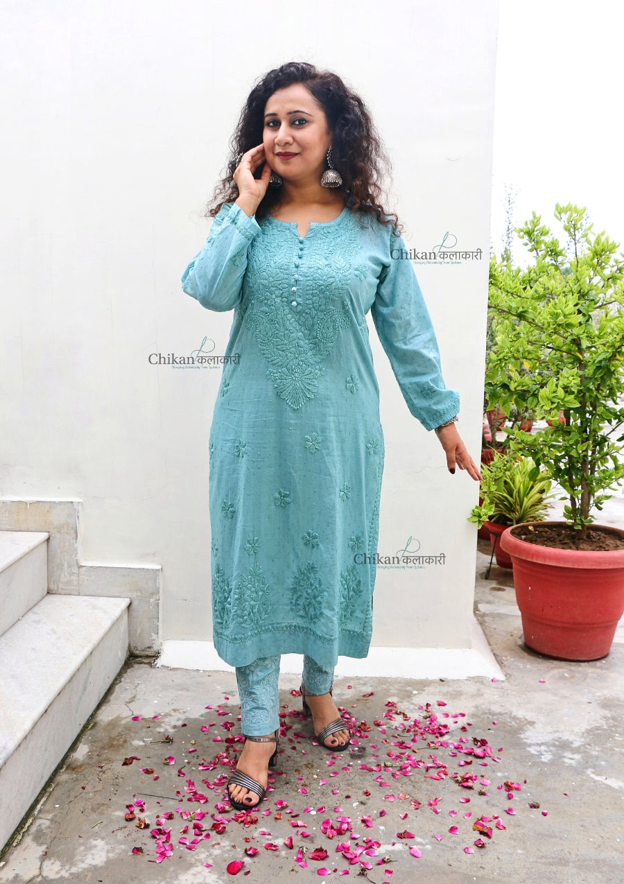 Mahira Cotton Chikankari Kurti Set