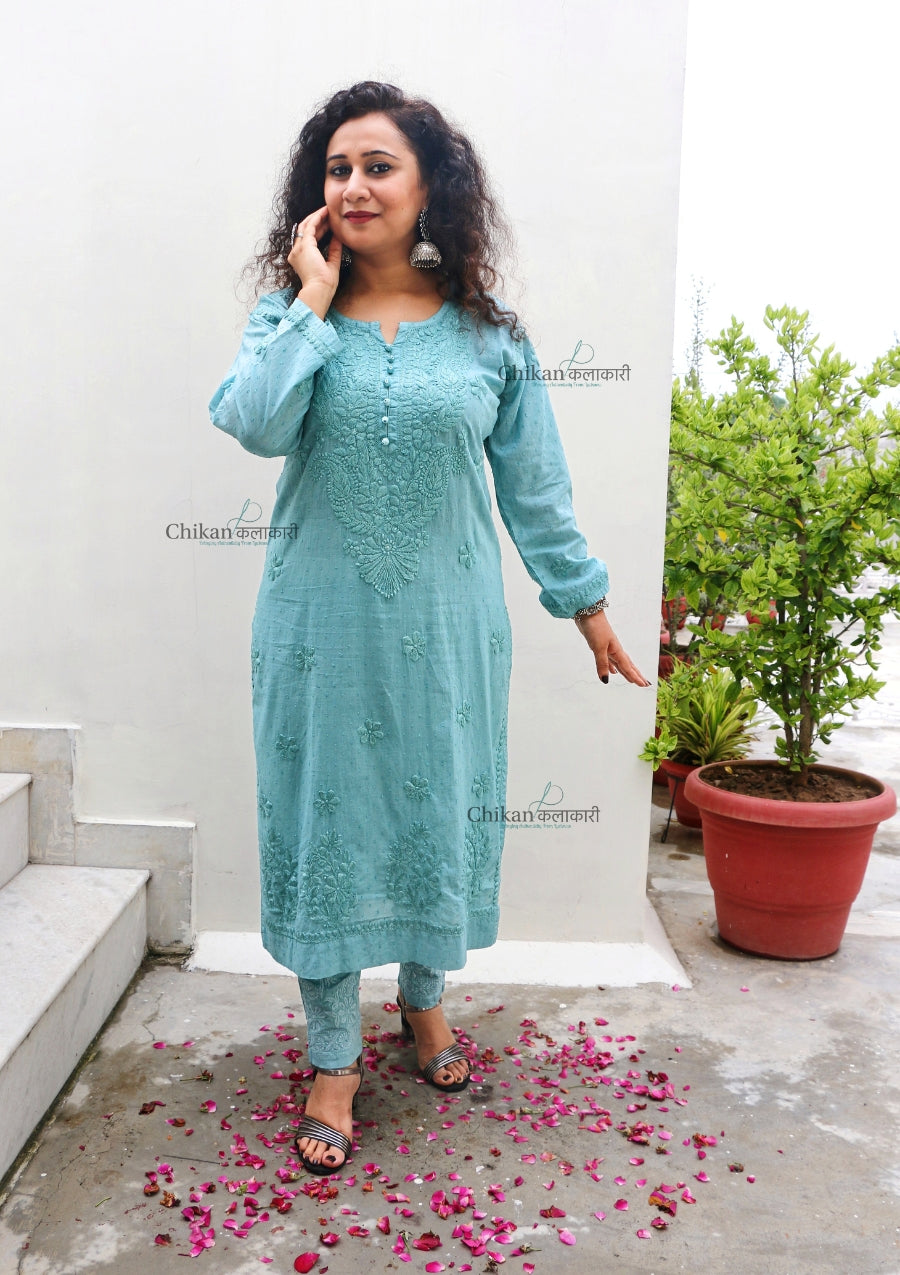 Mahira Cotton Chikankari Kurti Set