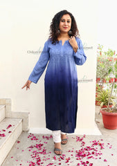 Malika Blue Rayon Chikankari Kurti