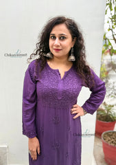 Malika Purple Rayon Chikankari Kurti