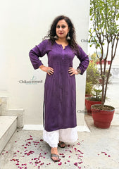 Malika Purple Rayon Chikankari Kurti