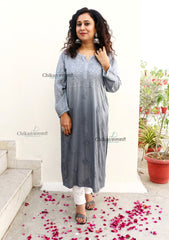 Malika Grey Rayon Chikankari Kurti