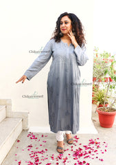 Malika Grey Rayon Chikankari Kurti