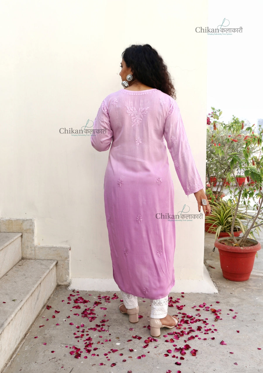 Malika Purple Rayon Chikankari Kurti