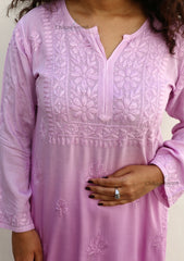 Malika Purple Rayon Chikankari Kurti