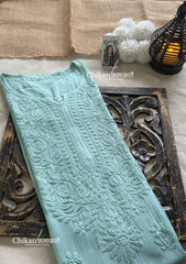Malika Rayon Chikankari Kurti - English Green