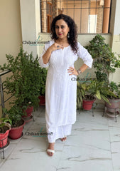 Malika Rayon White Chikankari Kurti