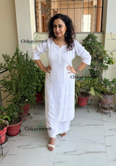 Malika Rayon White Chikankari Kurti